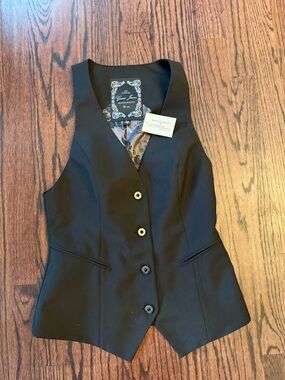 Guess Black Sleeveless Button Front Vest